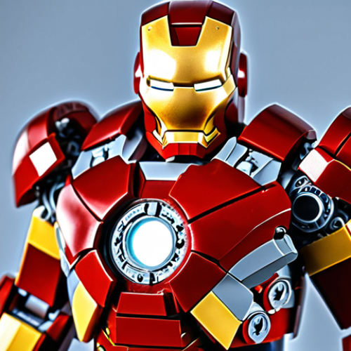 Home 17 ** LEGO Iron Man in Mark LXXXV armor. Focus on the detail and powerful look.
**